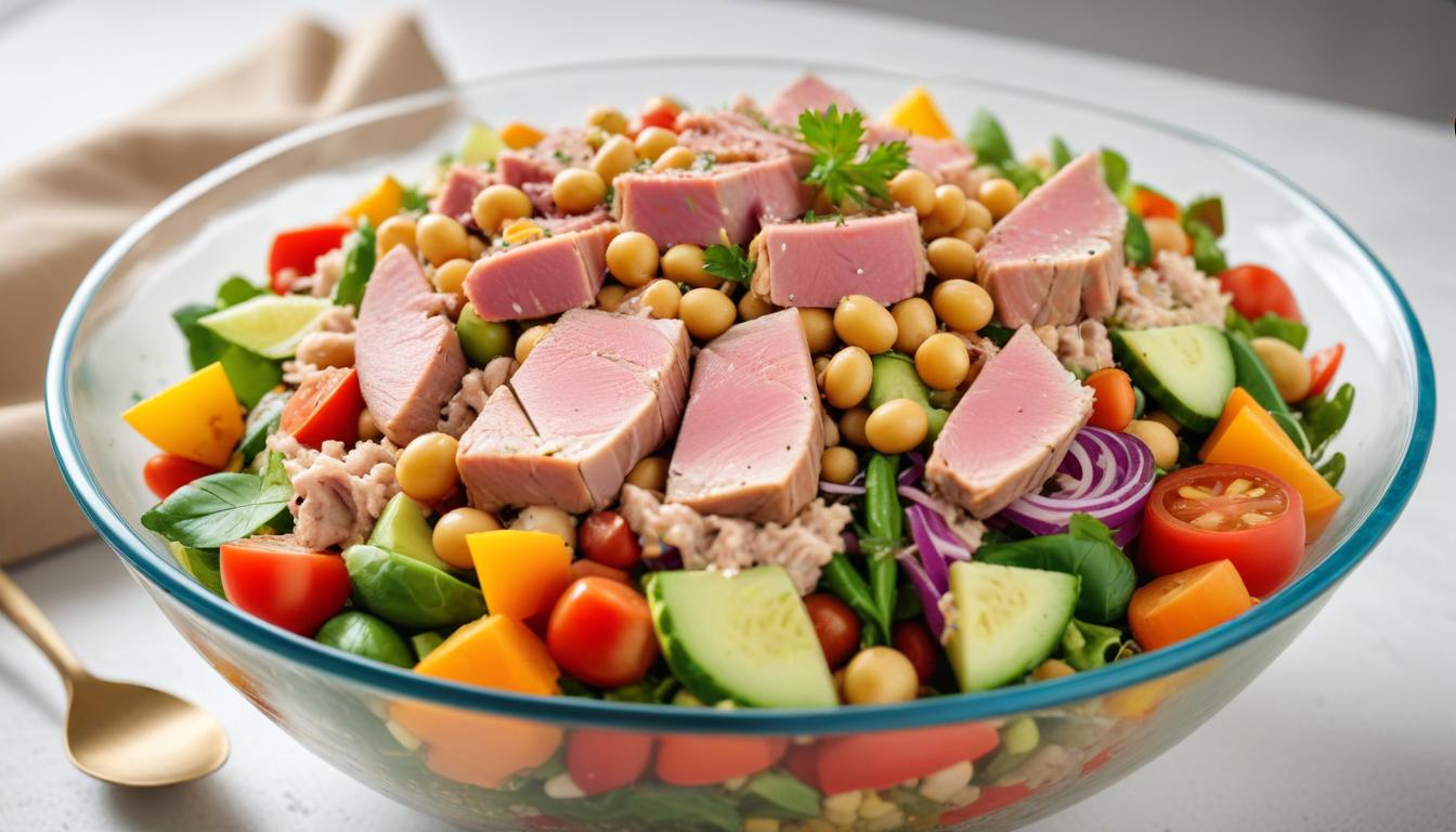 Protein Zengini Ton Balığı ve Baklagil Salatası
